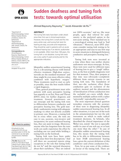 scratch test ear|Sudden deafness and tuning fork tests: towards optimal utilisation.